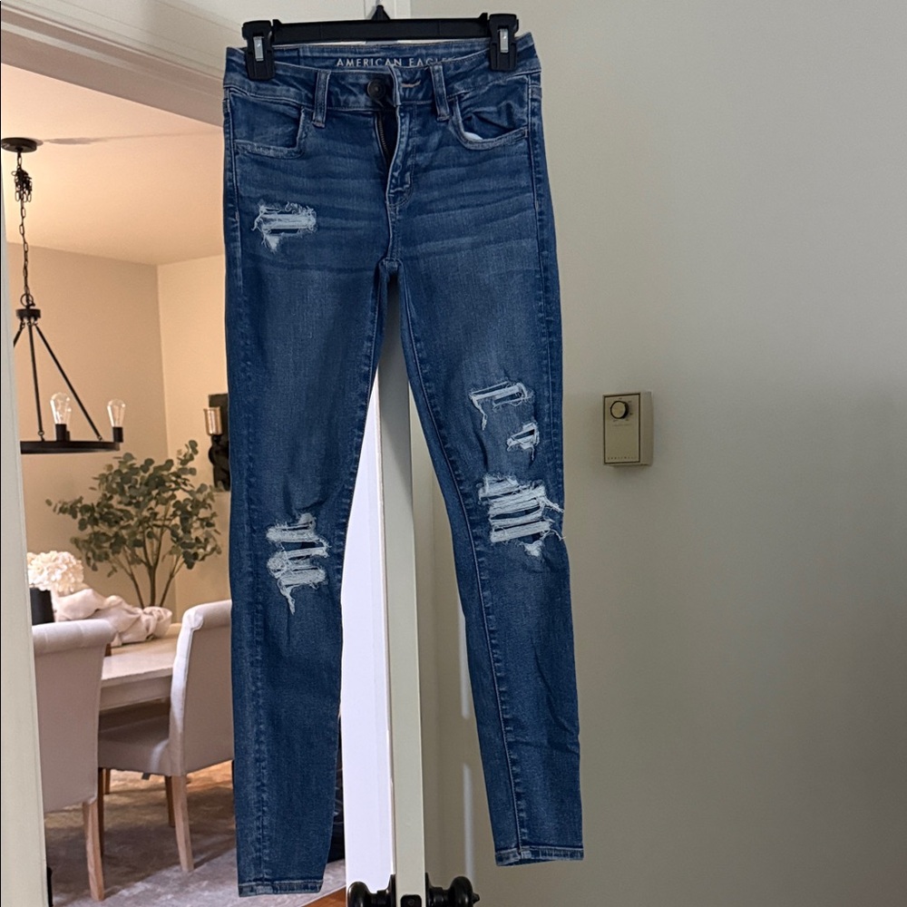 American Eagle Outfitters Blue Distressed Jeggings - Women